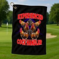 Experienced Cock Handler Fighter Funny Golf Towel thumb 1