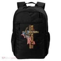 Easter Cross He Is Risen Jesus Christian USA Flag Women Backpack thumb 0