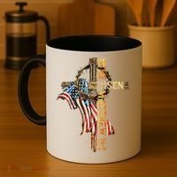Easter Cross He Is Risen Jesus Christian USA Flag Women Coffee Mug thumb 4