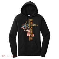 Easter Cross He Is Risen Jesus Christian USA Flag Women Women's Hoodie thumb 0