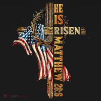 Easter Cross He Is Risen Jesus Christian USA Flag Women Women's Hoodie thumb 2