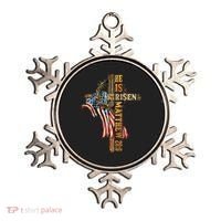 Easter Cross He Is Risen Jesus Christian USA Flag Women Ornament thumb 0