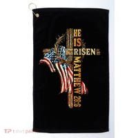 Easter Cross He Is Risen Jesus Christian USA Flag Women Golf Towel thumb 0