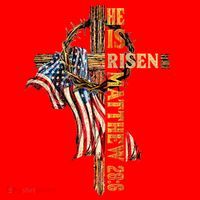 Easter Cross He Is Risen Jesus Christian USA Flag Women Santa Hat thumb 1