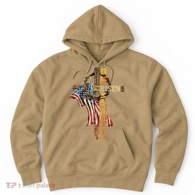 Easter Cross He Is Risen Jesus Christian USA Flag Women Hoodie