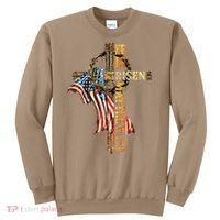 Easter Cross He Is Risen Jesus Christian USA Flag Women Sweatshirt thumb 0