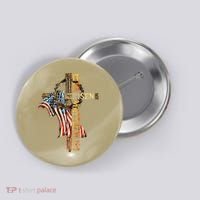 Easter Cross He Is Risen Jesus Christian USA Flag Women Button thumb 0