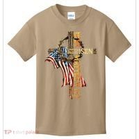 Easter Cross He Is Risen Jesus Christian USA Flag Women Kids T-Shirt thumb 0