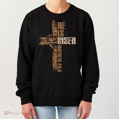 Easter Cross He Is Risen Jesus Christian Happy Easter Women's Sweatshirt