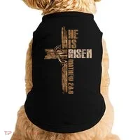 Easter Cross He Is Risen Jesus Christian Happy Easter Doggie Tank thumb 0