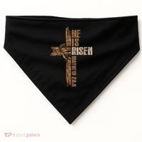 Easter Cross He Is Risen Jesus Christian Happy Easter USA-Made Doggie Bandana thumb 0