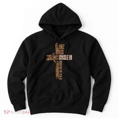 Easter Cross He Is Risen Jesus Christian Happy Easter Hoodie