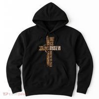 Easter Cross He Is Risen Jesus Christian Happy Easter Hoodie thumb 0