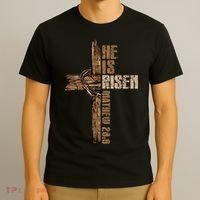 Easter Cross He Is Risen Jesus Christian Happy Easter T-Shirt thumb 3
