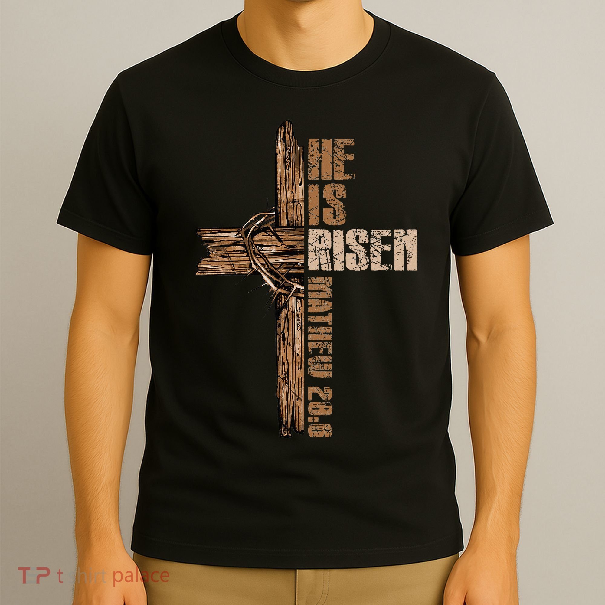 Easter Cross He Is Risen Jesus Christian Happy Easter T-Shirt