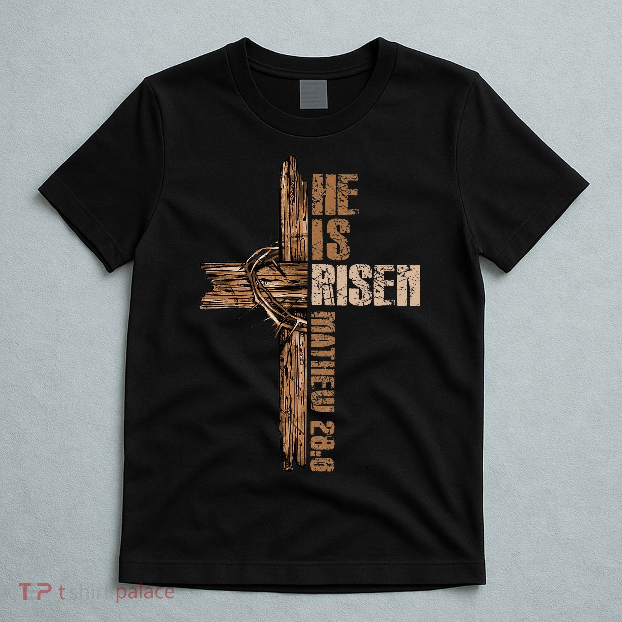 Easter Cross He Is Risen Jesus Christian Happy Easter T-Shirt