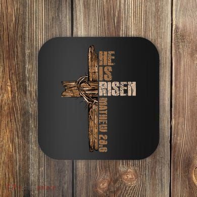 Easter Cross He Is Risen Jesus Christian Happy Easter Coaster