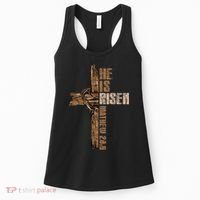 Easter Cross He Is Risen Jesus Christian Happy Easter Women's Tank Top thumb 0
