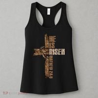Easter Cross He Is Risen Jesus Christian Happy Easter Women's Tank Top thumb 3