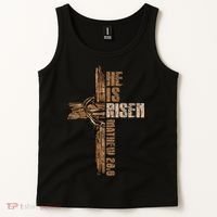 Easter Cross He Is Risen Jesus Christian Happy Easter Tank Top thumb 2