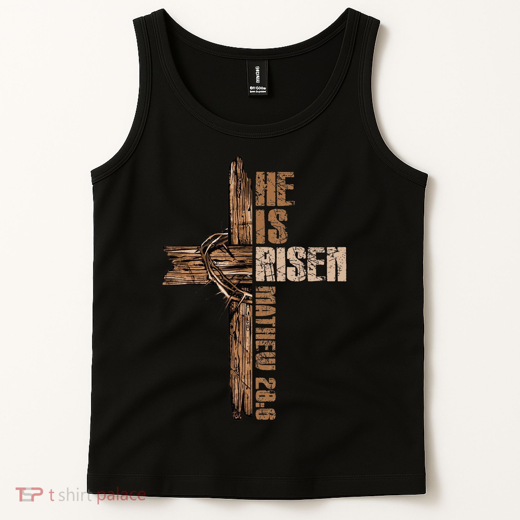 Easter Cross He Is Risen Jesus Christian Happy Easter Tank Top