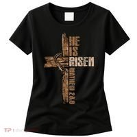 Easter Cross He Is Risen Jesus Christian Happy Easter Women's T-Shirt thumb 0