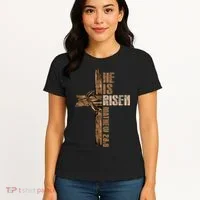 Easter Cross He Is Risen Jesus Christian Happy Easter Women's T-Shirt thumb 4