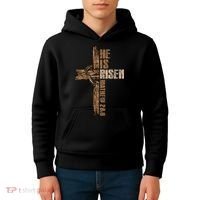 Easter Cross He Is Risen Jesus Christian Happy Easter Kids Hoodie thumb 4