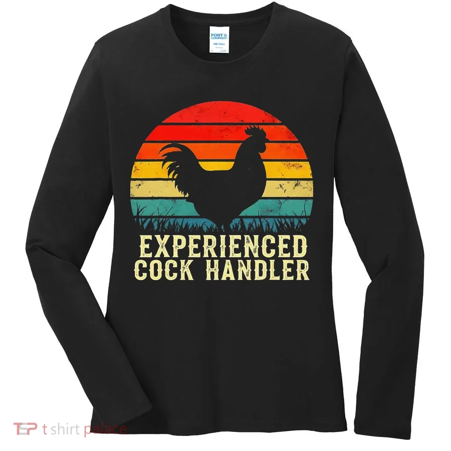 Experienced Cock Handler Funny Inappropriate Vintage Retro Women's Long Sleeve Shirt