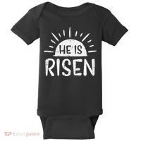 Easter Christian He Is Risen Sun Resurrection Baby Bodysuit thumb 0