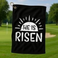 Easter Christian He Is Risen Sun Resurrection Golf Towel thumb 1