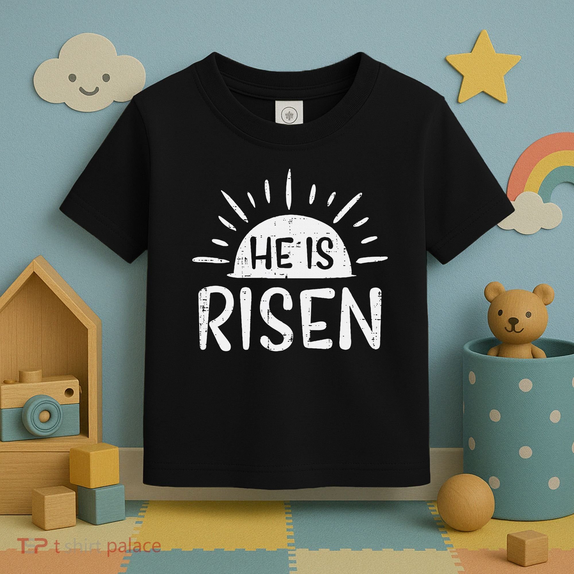 Easter Christian He Is Risen Sun Resurrection Toddler T-Shirt