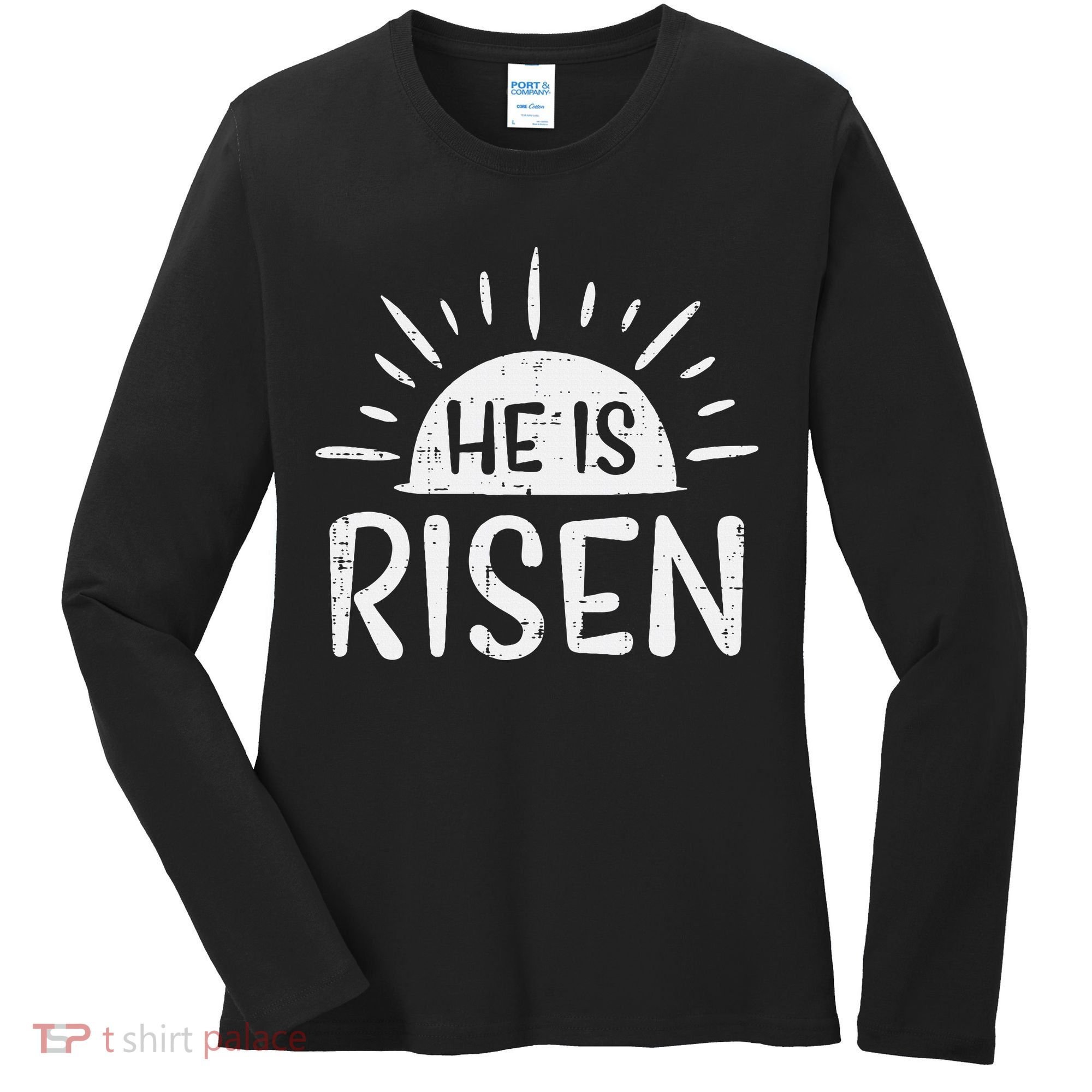 Easter Christian He Is Risen Sun Resurrection Women's Long Sleeve Shirt