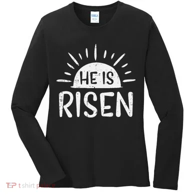 Easter Christian He Is Risen Sun Resurrection Women's Long Sleeve Shirt