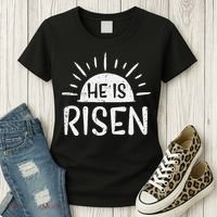 Easter Christian He Is Risen Sun Resurrection Women's T-Shirt thumb 3