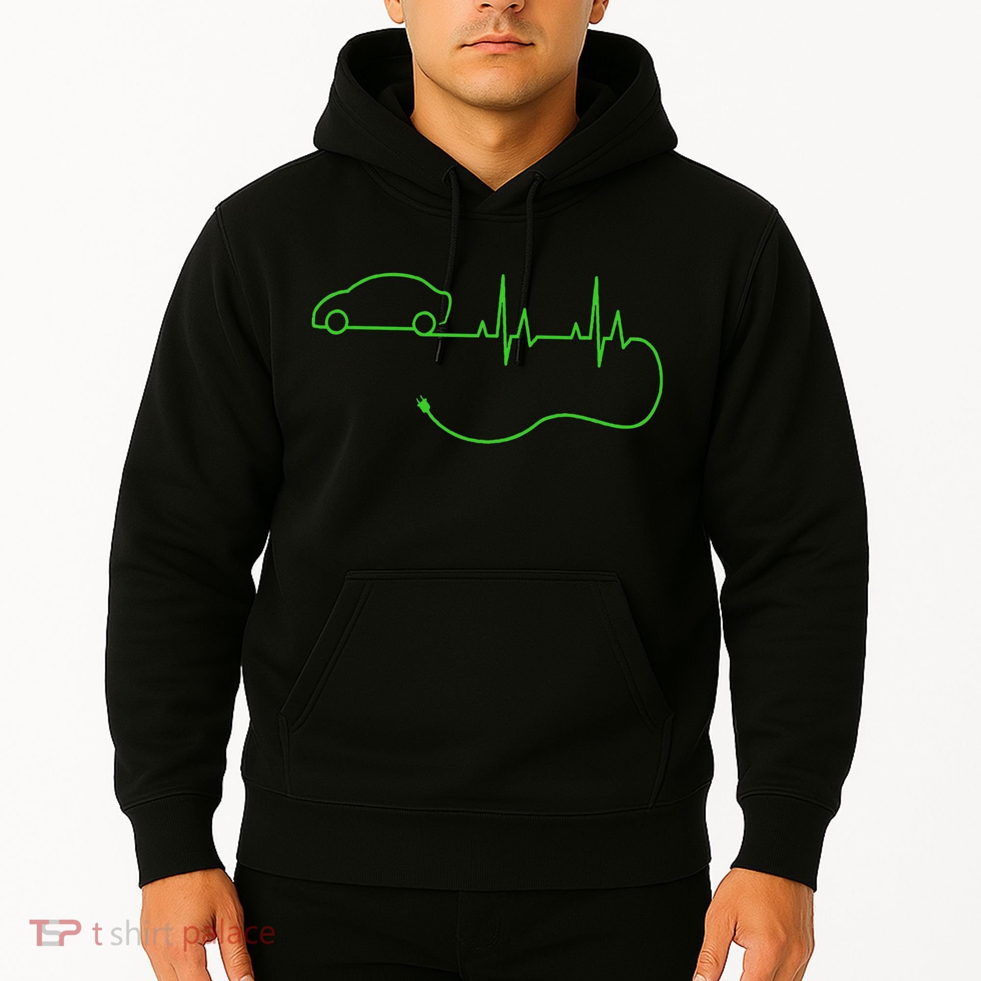 Electric Car Heartbeat Electric Vehicle Ev Hoodie
