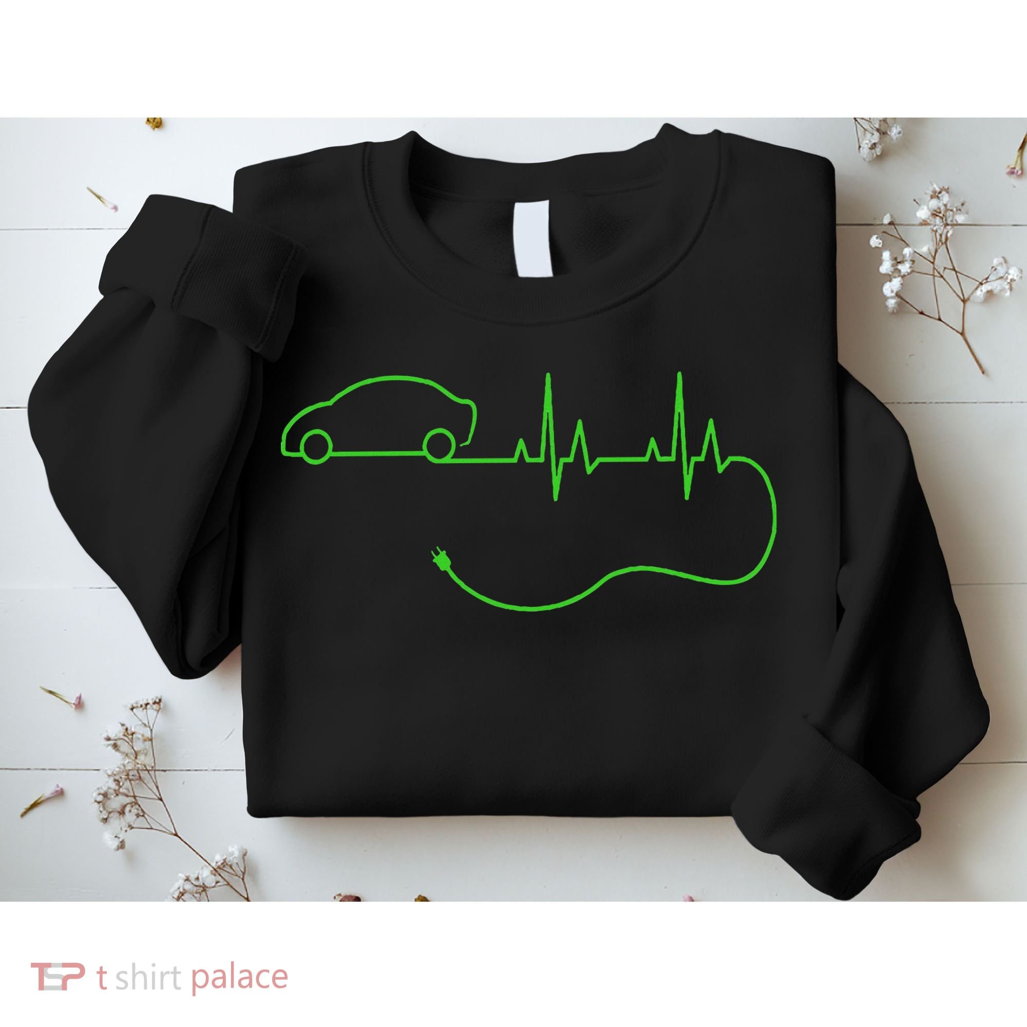 Electric Car Heartbeat Electric Vehicle Ev Sweatshirt