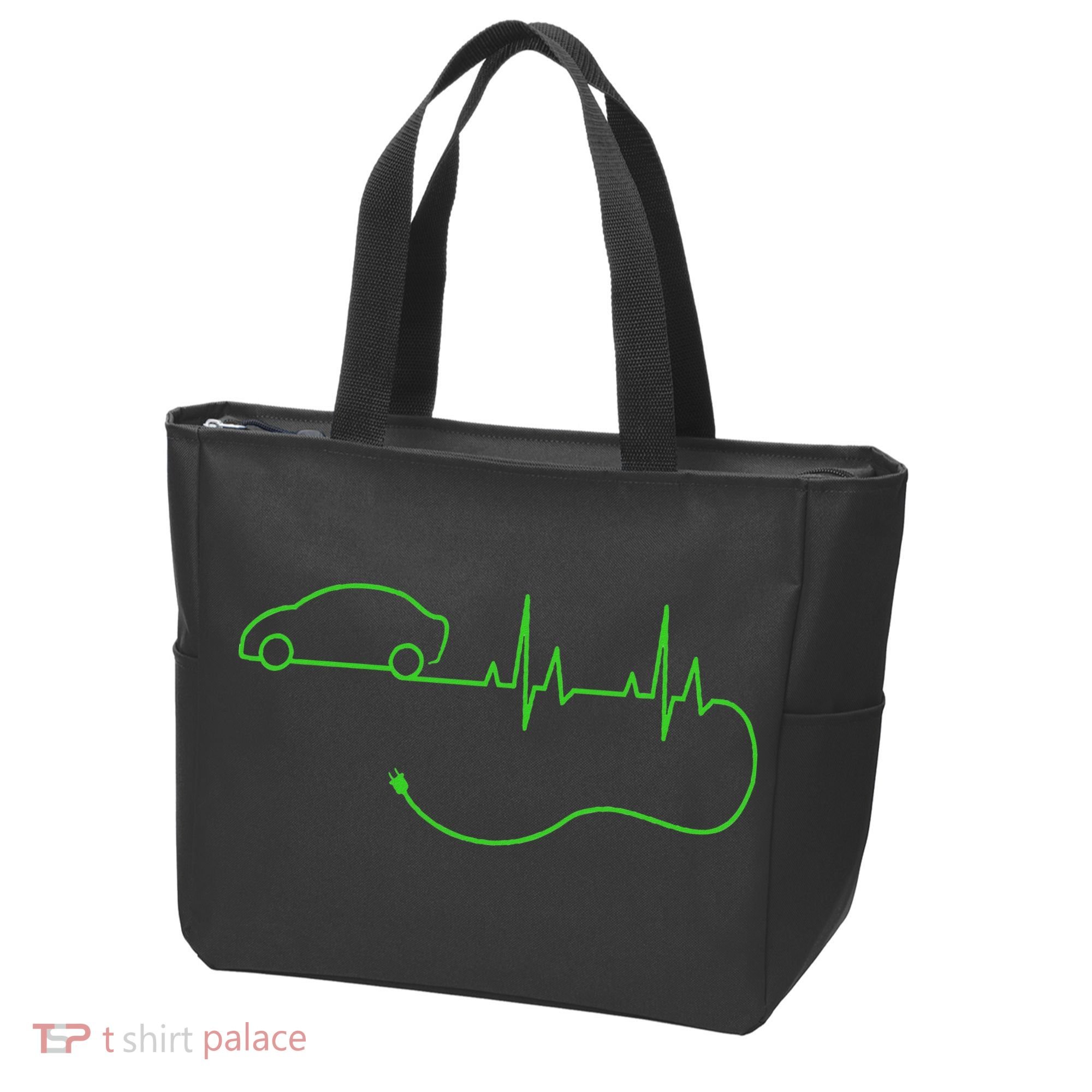 Electric Car Heartbeat Electric Vehicle Ev Tote Bag