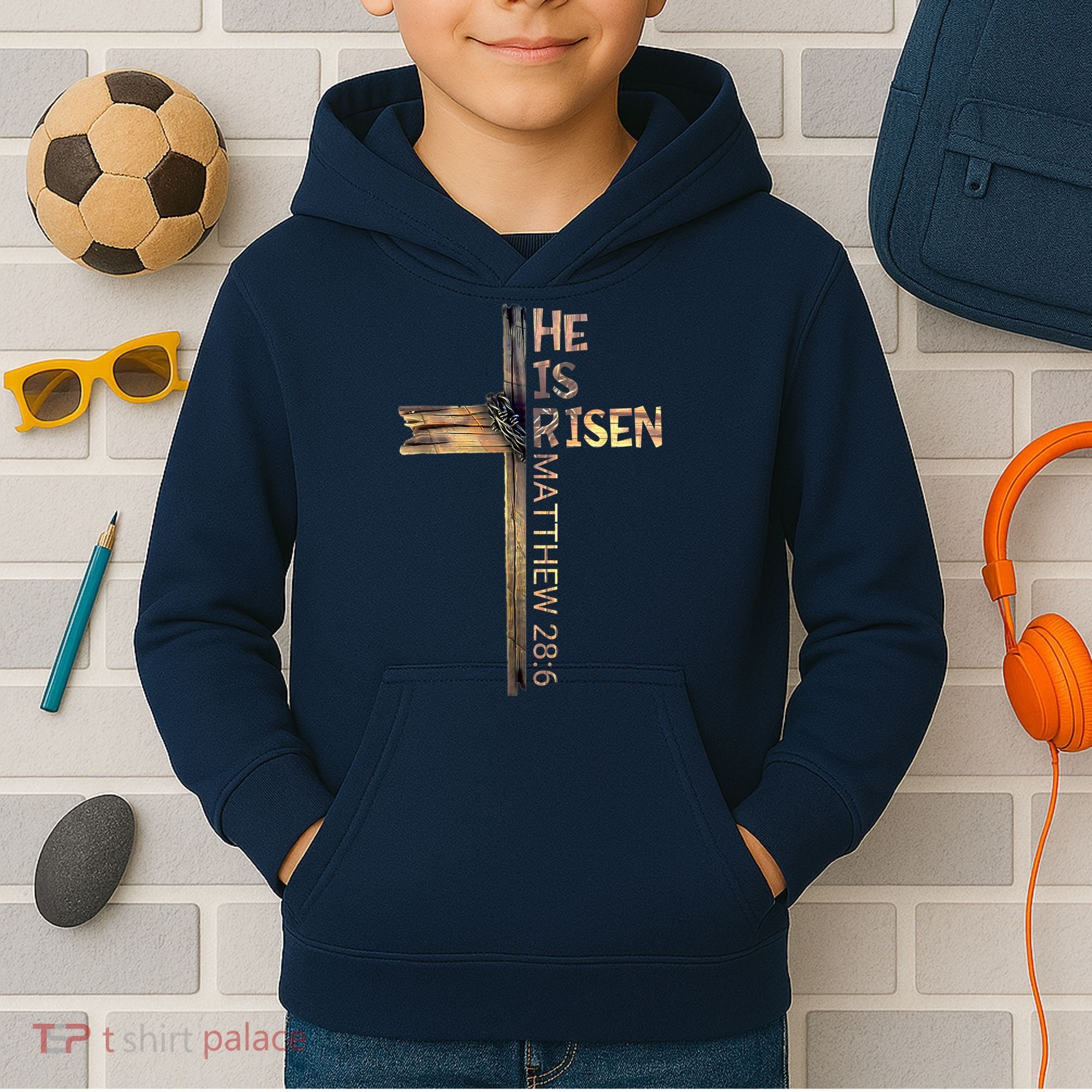 Easter Christian He Is Risen Sun Resurrection M.en Women K.ids Kids Hoodie