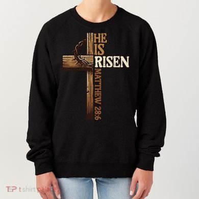Easter Cross He Is Risen Jesus Christian Women's Sweatshirt