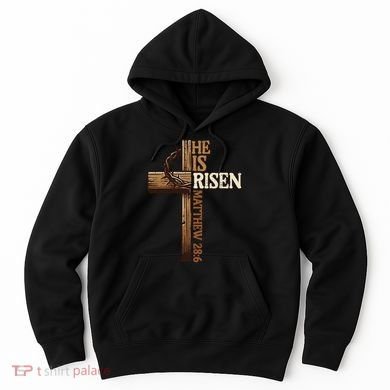 Easter Cross He Is Risen Jesus Christian Hoodie