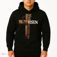 Easter Cross He Is Risen Jesus Christian Hoodie thumb 2