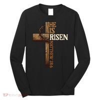 Easter Cross He Is Risen Jesus Christian Long Sleeve Shirt thumb 0