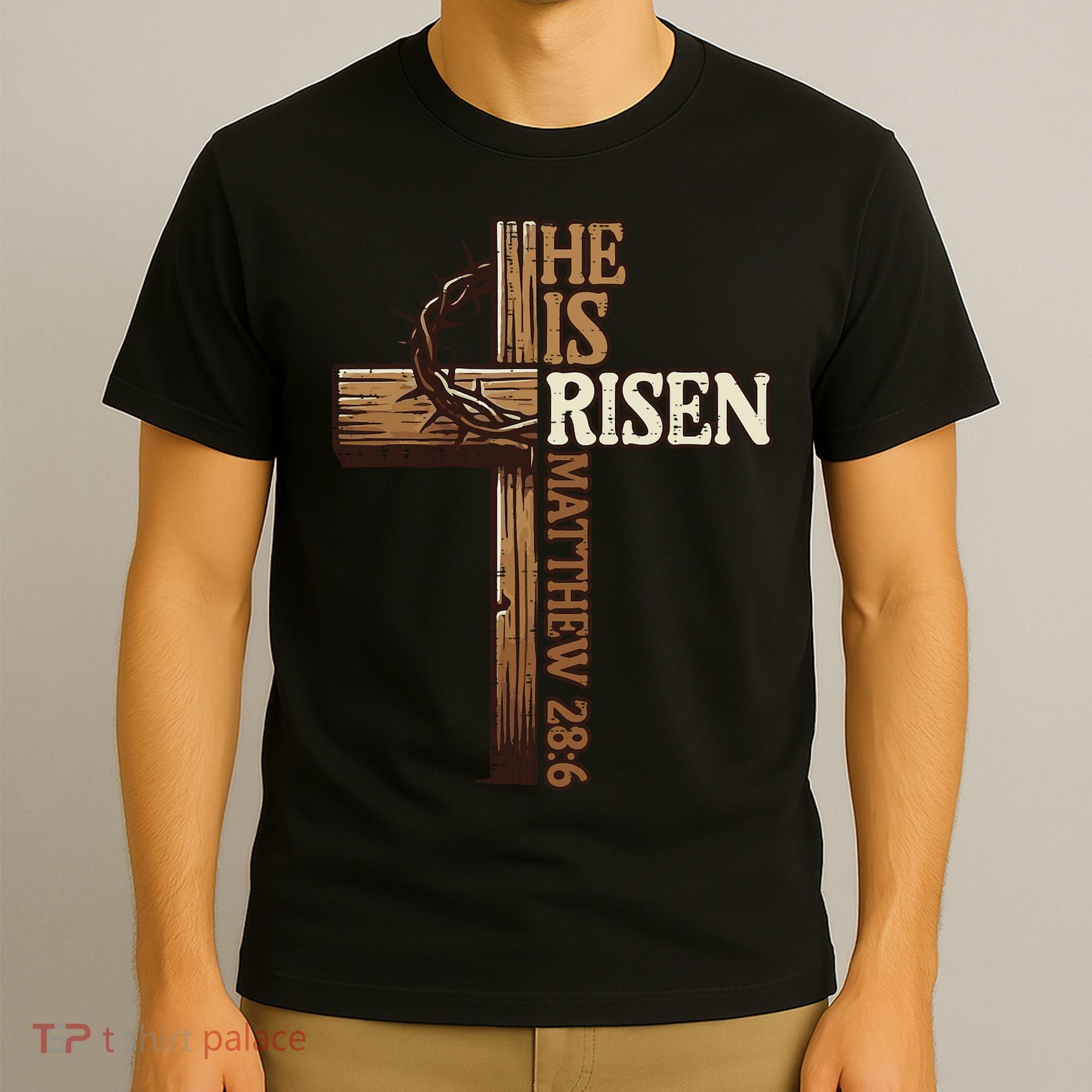 Easter Cross He Is Risen Jesus Christian T-Shirt