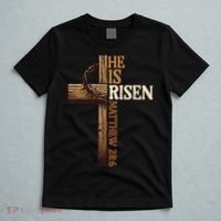 Easter Cross He Is Risen Jesus Christian T-Shirt thumb 5