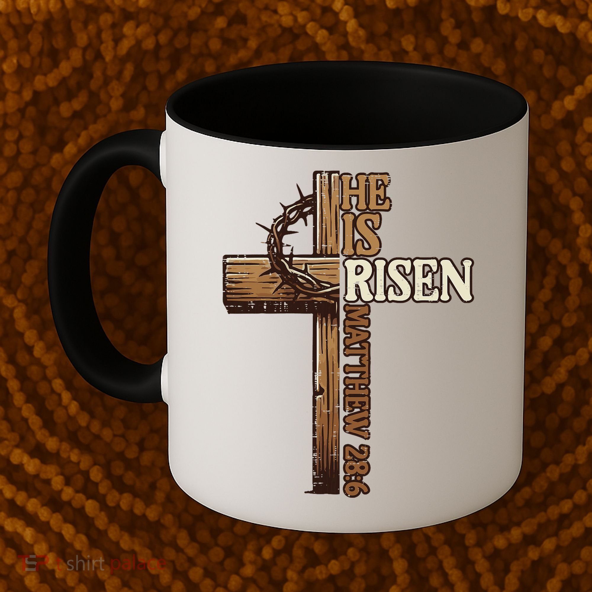 Easter Cross He Is Risen Jesus Christian Coffee Mug
