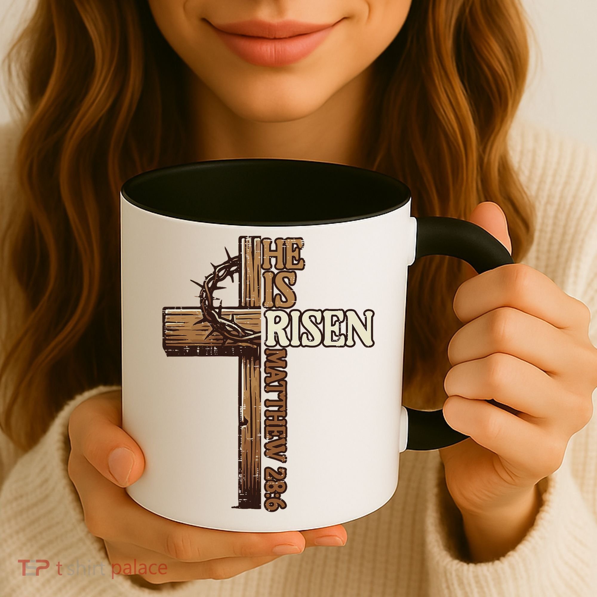 Easter Cross He Is Risen Jesus Christian Coffee Mug