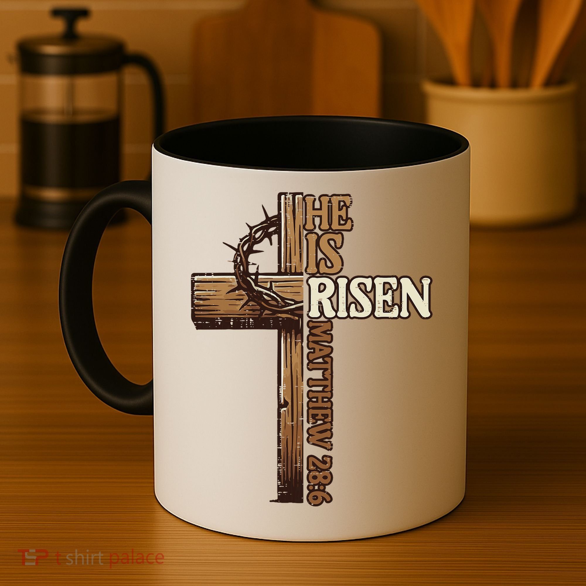 Easter Cross He Is Risen Jesus Christian Coffee Mug