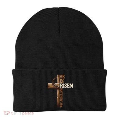 Easter Cross He Is Risen Jesus Christian Beanie