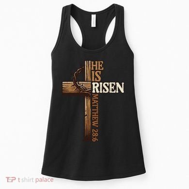 Easter Cross He Is Risen Jesus Christian Women's Tank Top